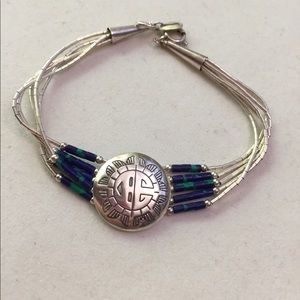 Native American liquid silver and azurite bracelet
